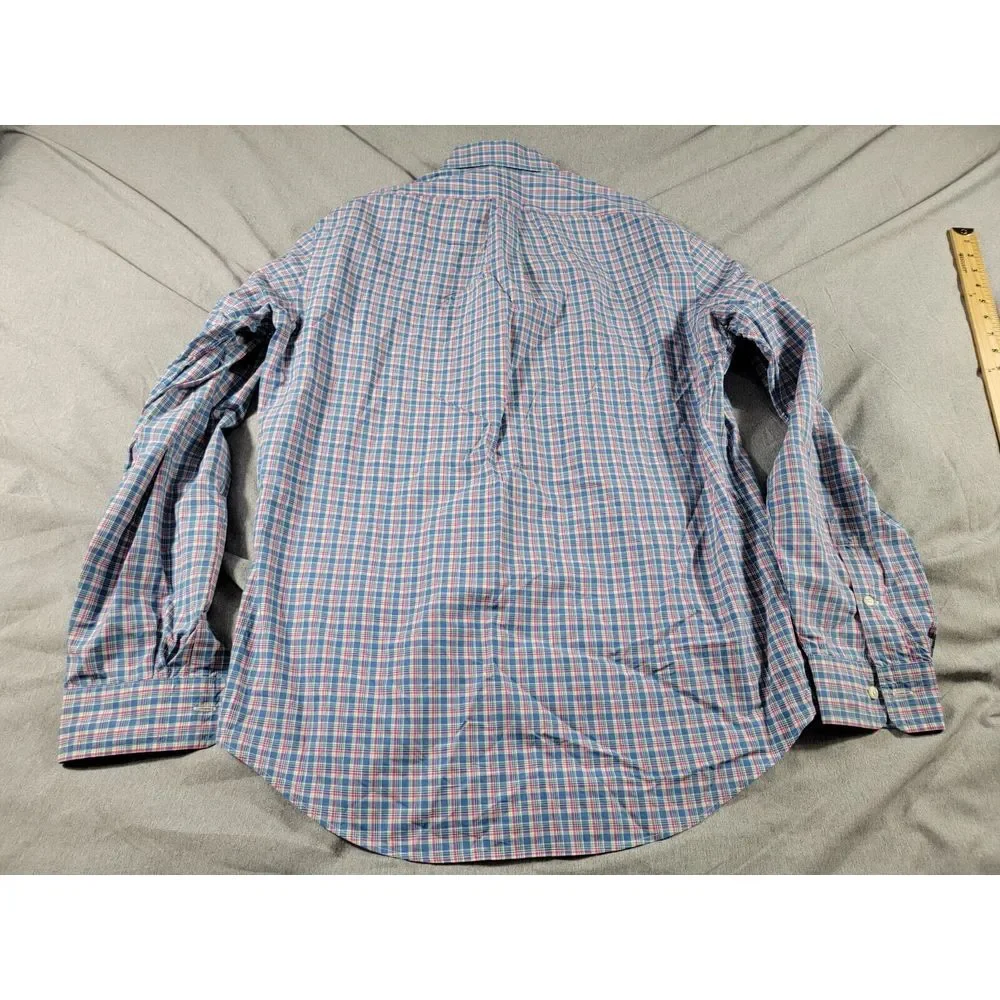 Ralph Lauren Men blue, green Plaid‎ button shirt, Medium, long sleeve, Pink Pony - Picture 7 of 7